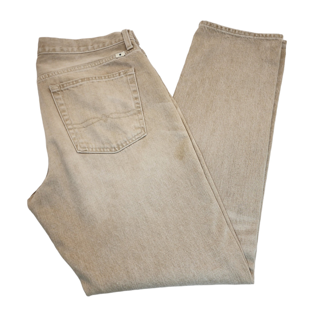 Lucky Brand Denim Jeans Mens 34x33 121 Heritage Slim Beige Tan Whiskering